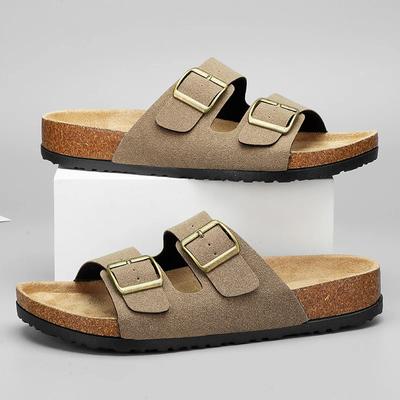 Sommer Rindsleder Herren Doppelknopf Freizeit Hausschuhe Outdoor Herren Damen Strand Hausschuhe Herrenschuhe