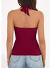 European & American Women's Sleeveless V-neck Halter Backless Top - Solid Color, Sexy Summer Style