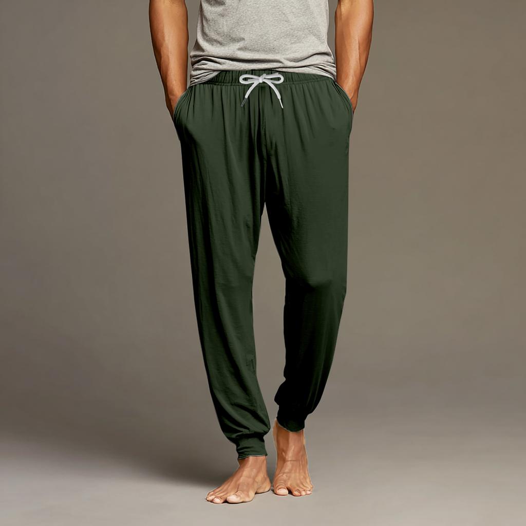 Men's Drawstring Pocket Cuffed Casual Pants Home Sleep Pants
