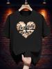 Tricou Grafic „Frumos Frânt” - Tricou Casual de Vară cu Mânecă Scurtă și Design cu Inimă