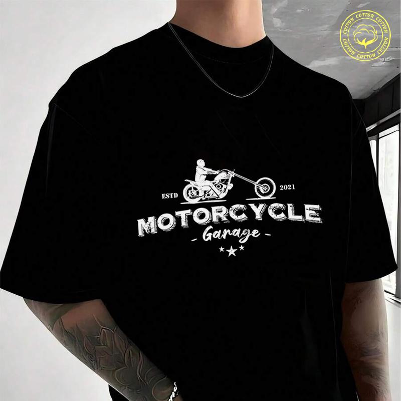 Men's Moto T-Shirt Biker On A Motorcycle Casual Street Suitable For Travel And Sports Tee