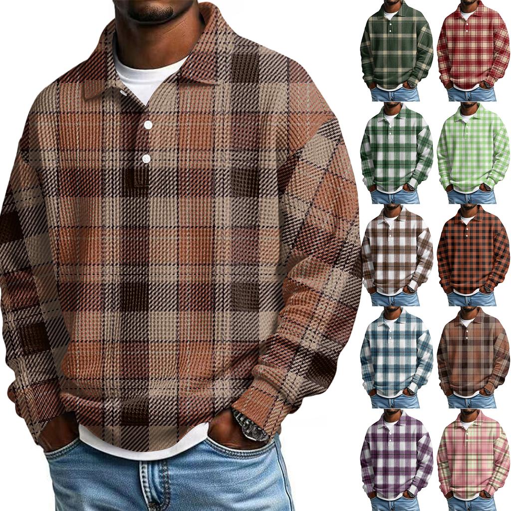 Men Casual Button Down Shirt Golf Pullover V Neck Stand Collar Fashion Fall Sweatshirt