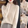 Women Viscose Knit Sweater Soft Stretchy Women's Sweater Long Sleeve Mid Collar Pullover Knit Top for Daily Wear Lightweight