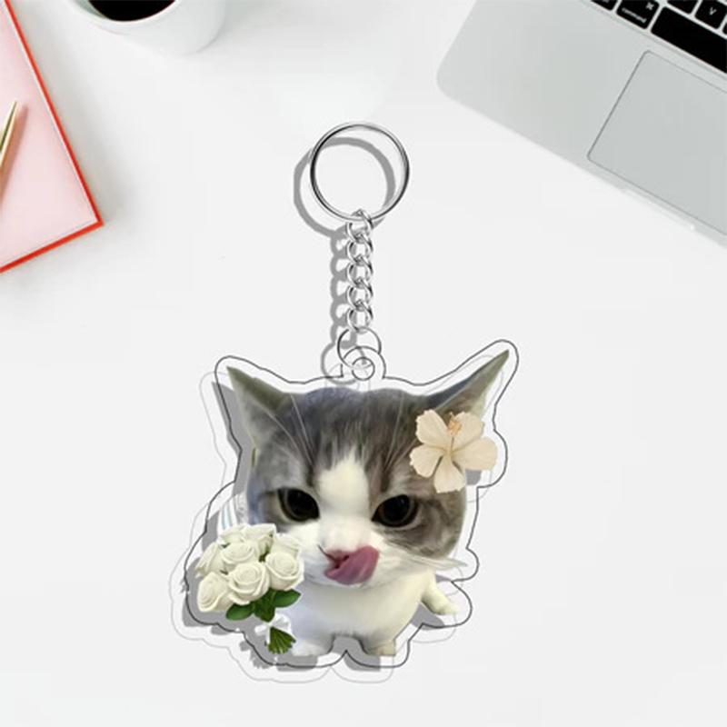 1PC Acrylic Design Keychain Marker Creativity Pendant Fun Party Gift DIY Decoration Cat Keychain Clear
