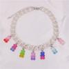 Handmade Gradient Color Candy 7 Color Cute Judy Cartoon Bear Charm Necklace for Women Girl Jewelry Gift
