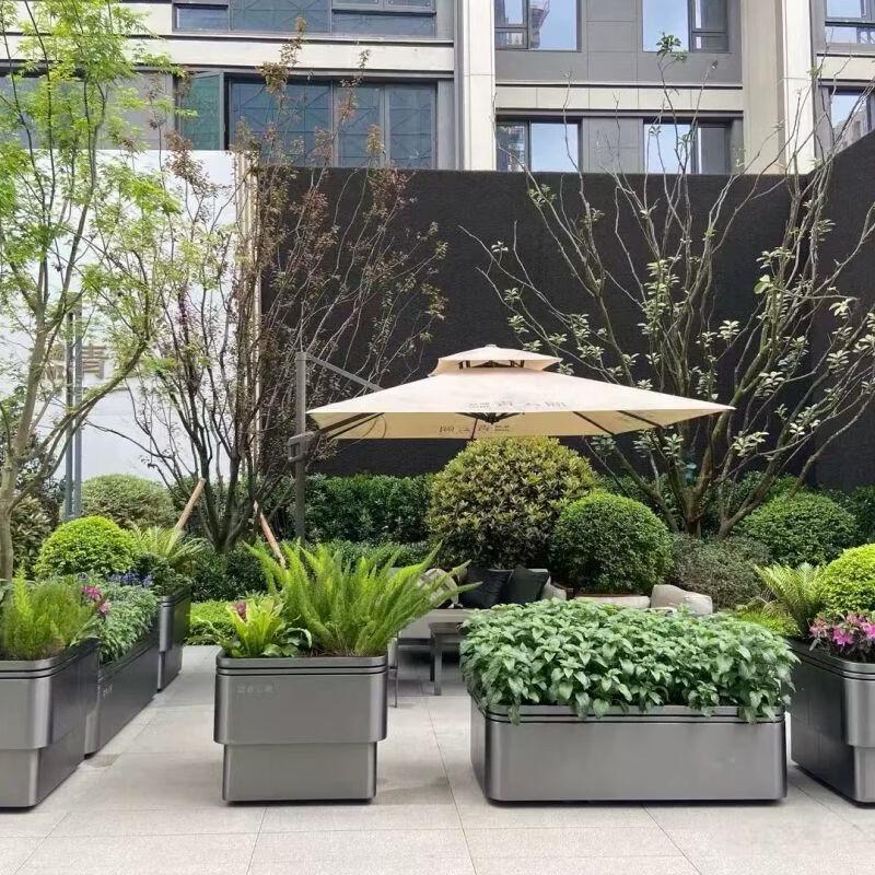 Modular Outdoor Stainless Steel Planter Box
