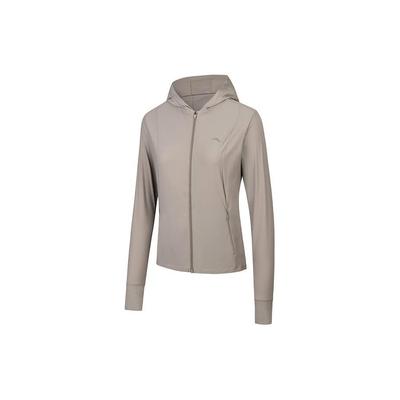 Outdoor Series Solid Color Zip Hooded Breathable Long Sleeve Cooling UV Protection Sun Protection Jacket Women Jackets Linen-Gray 962427703-4