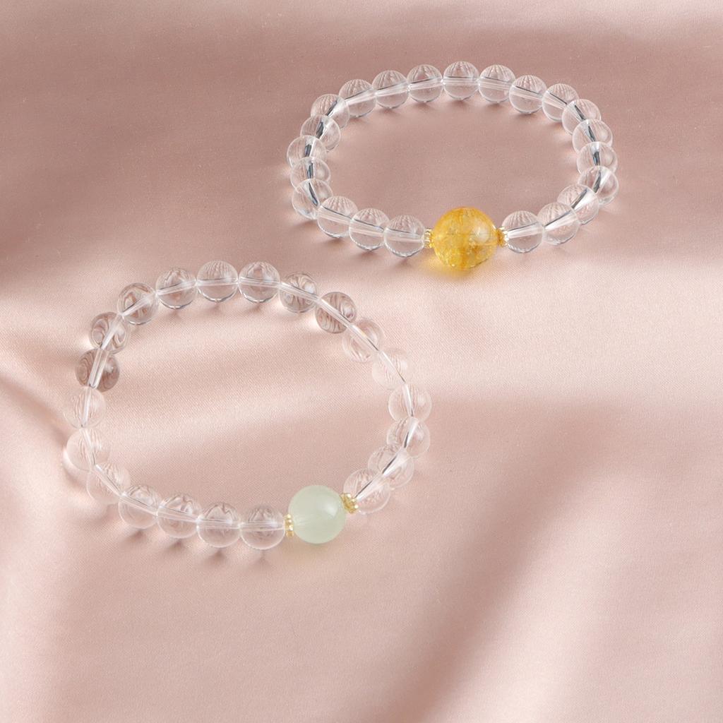 Bracelet White Crystal Gold Sun Aquamarine Natural Stone Crystal Bracelet Dopamine Versatile National Style Live