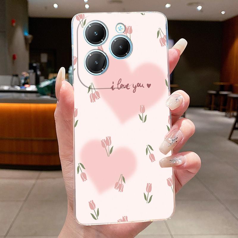 For Infinix Hot 40 Case Clear Silicone Luxury Aesthetic Butterfly Flower Soft TPU Back Cover Infinix X6836 X6837 Hot 40 Pro Case