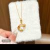 Women Chinese Style Koi Peace Buckle Clavicle Pendant Necklace Gift For Mom