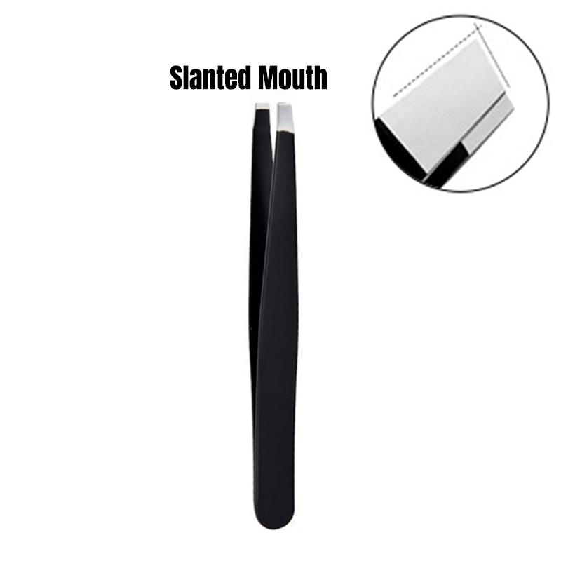 1/1pc Stainless Steel Eyebrow Tweezers Kit Eyebrow Eyelash Tweezers with Storage Bag Beauty Salon Home Hair Removal Tweezers