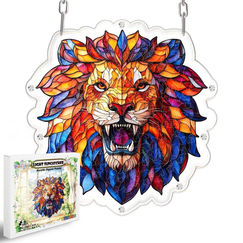 Wacocetoy Lion Sun Catcher Hanging Ornament - Irregular Acrylic Jigsaw Puzzle