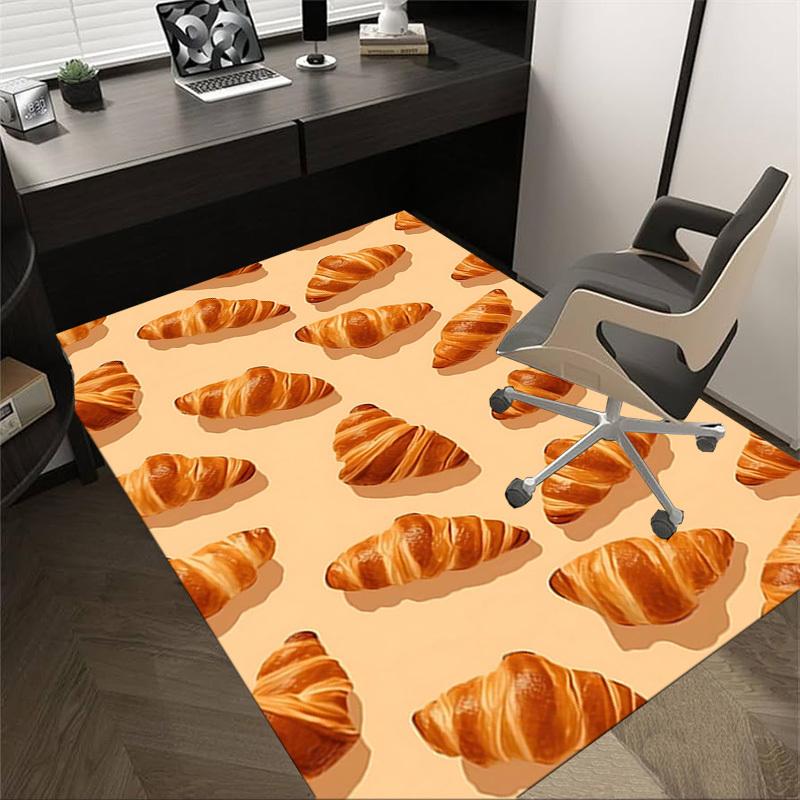 1PC Croissant Bakery Extra Large Non Slip Floor Carpet, Office, Family, Bedroom, Studio Large Area Rug Indoor Rugs, Vibrant Colors