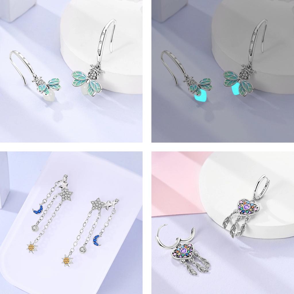 New 925 Silver Chameleon Unicorn Cute Stud Earrings Zircon Blue Eyes Flower Small Earrings For Women Girls Lovely Jewelry Gift
