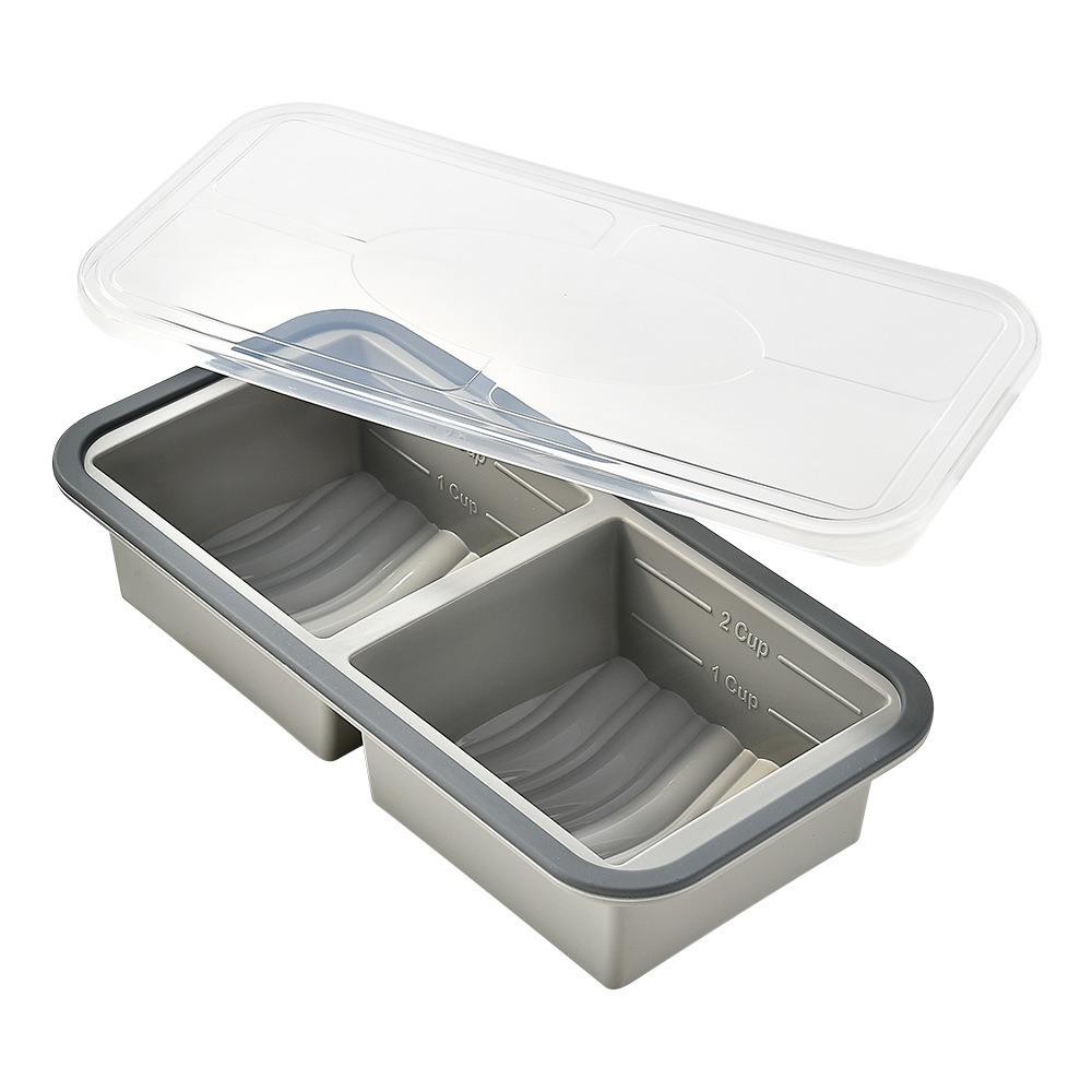 

Large Capacity Food Storage Container Food Grade Freeze Preservation Mold Baking Grey 2 Grids