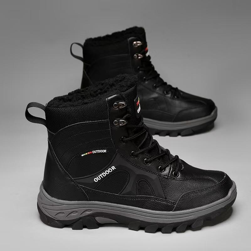 

TUINANLE Женские зимние толстые нескользящие ботинки для снега, хлопковая обувь, плюшевые утеплители, мужские короткие ботинки для походов 47 чёрный