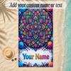 Mandala Theme Soft Beach Towel Personalized Custom Name Text Towel Portable for Beach Pool Travel