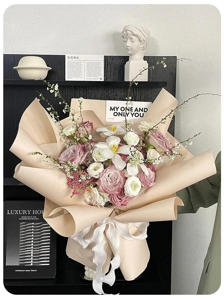 58cmX11yards Plain Porcelain Matte Floral Paper Flower Bouquet Solid Color Floral Page Flower Material Waterproof Packaging Film