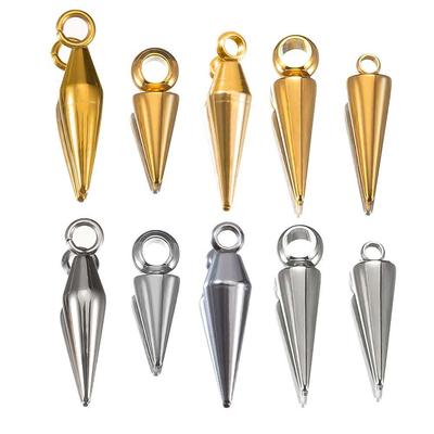 10 Stück Edelstahl Kegel Kugel Choker Anhänger Dorn Perlen Anhänger für Damen Mann Creolen Ohrring Halskette Schmuckherstellung Zubehör