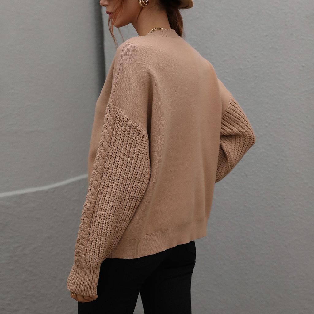 Damen Und Winter Einfarbig Rundhals Langarm Strickpullover Pullover