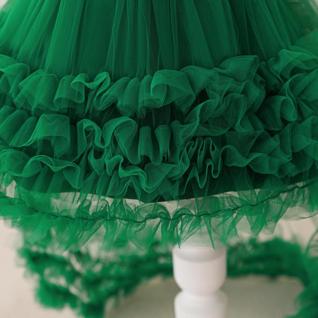 Children's Halter Princess Dress with Train & Puffy Mesh Skirt - Perfect for Evening, Holiday Parties, or Performances