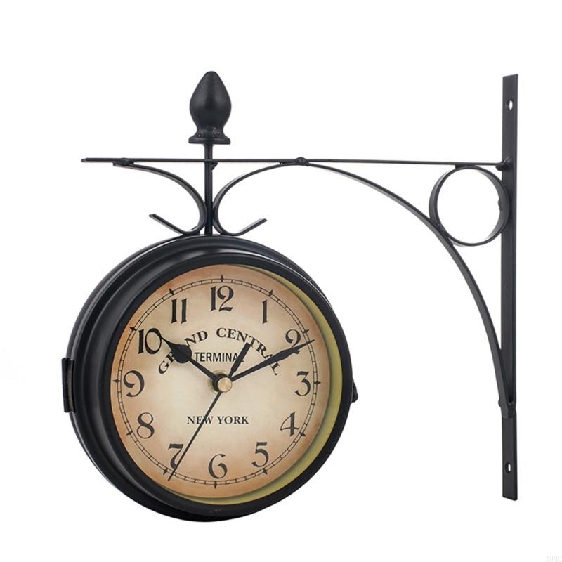 

5inches Double Side Wall Clock Retro Industrial Wall Clock for Outdoor Indoor J0MC чорний