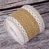 1 Rol 2M×5cm Natuurlijk Jute Linnen Lint, Rustiek Vintage Linnen Kantrand voor Bruiloftsdecoratie, Kerstfeest & Knutselbenodigdheden