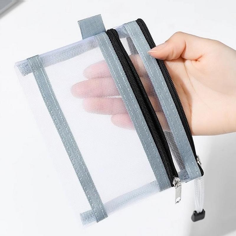 Small Mesh Double Layer Coin Bags Bus Id Credit Card Storage Bag Money Wallet Purse Earphone Cable Line Organizer Pouch