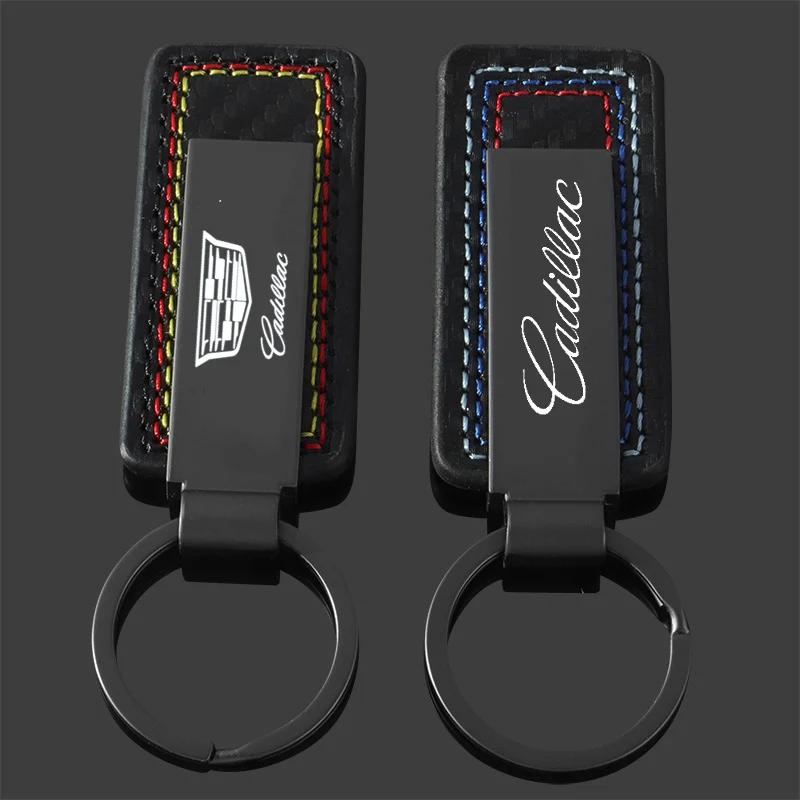 For Cadillac ATS BLS CT4 CT5 CTS ESCALADE SRX STS XT4 XT5 XT6 XTS Leather Car Logo Keychain Alloy Key Rings Chains Pendant