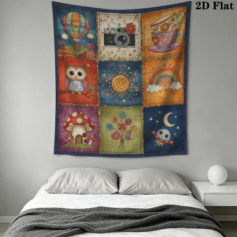 Retro Country Wall Tapestry Aesthetic Wall Hanging Printed Fabric Blanket Decorative Tapestries for Bedroom Living Room Home Decor