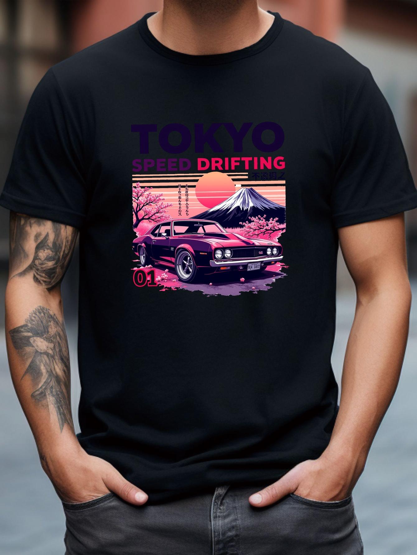 Tokyo Speed Drifting Graphic T-shirt - Cotton Blend XXXL