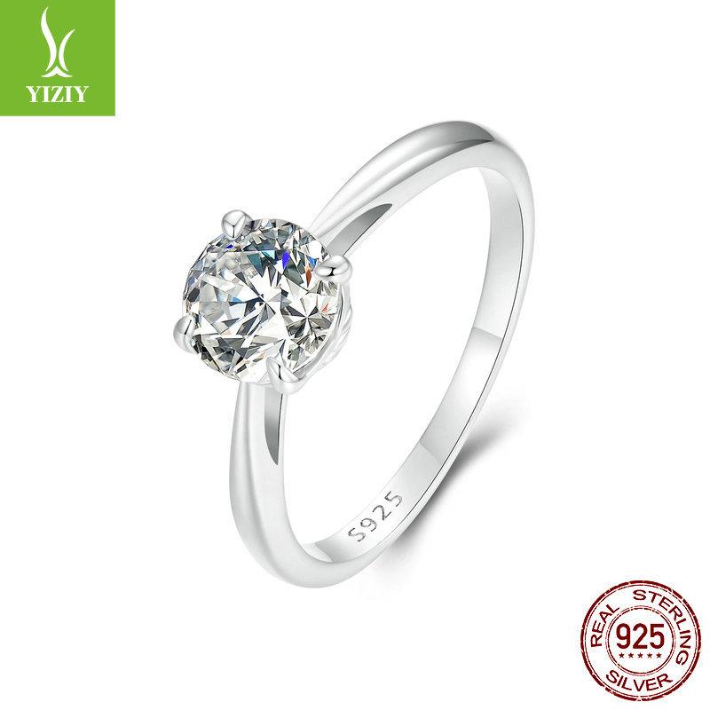 

Shining One-Carat Mozzarella Diamond Ring Wedding Ring, Romantic Classic Style S925 Sterling Silver Ring For Girlfriend 8