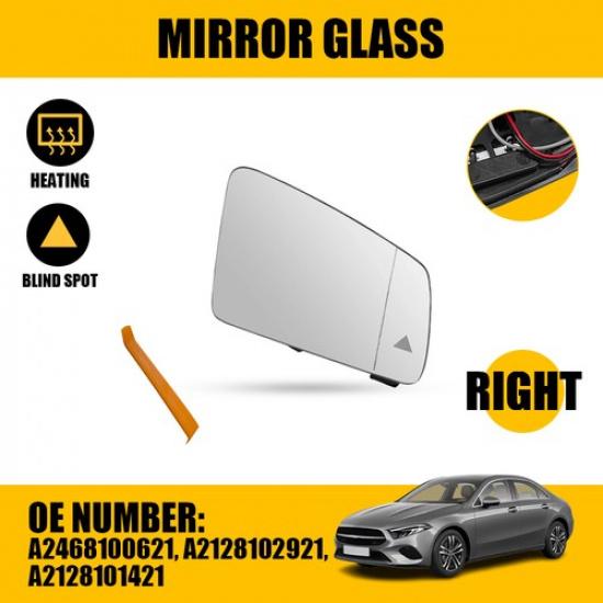 RH Passenger Side Mirror Glass Heated W/Blind Spot For Mercedes W176 W204 W212
