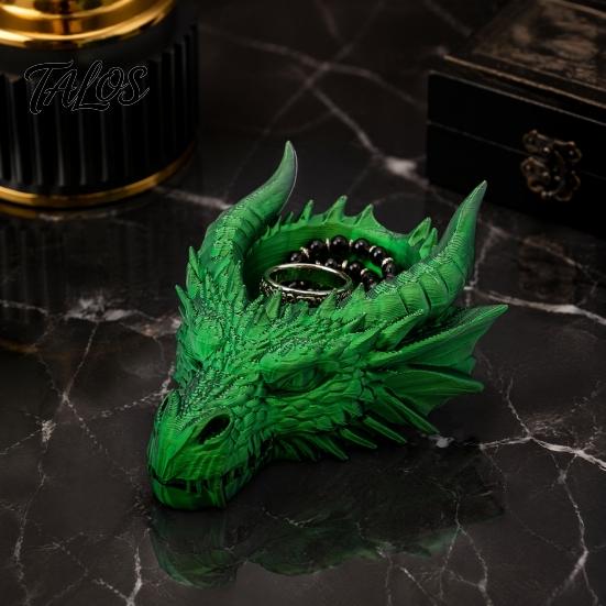 Okkulte Schmuckschale Dunkler Drachenkopf Aufbewahrungsschale, Gotischer Stil 3D-Druck Gussstruktur Schalenorganizer, Fantasy-Ornament, für Schlüssel und Schreibtischdekoration