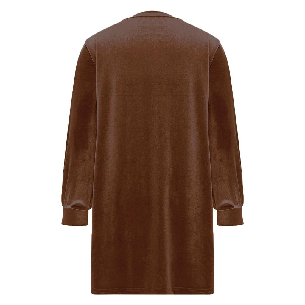Women's Loose-Fit Casual Long-Sleeve Velvet Dress