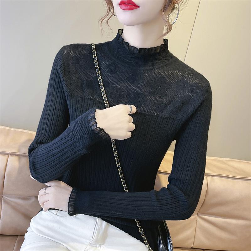 WTEMPO O-neck Long Sleeve Spring Autumn Knitted Pullovers Women's Solid Color Casual Retro Elegant Warm Slim Sweaters