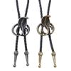 Unisex Bolo Tie Punk Krawat Ręcznie Robiony Vintage Metalowy Wisiorek Wąż Kobra Pleciony Naszyjnik Ze Sztucznej Skóry Western