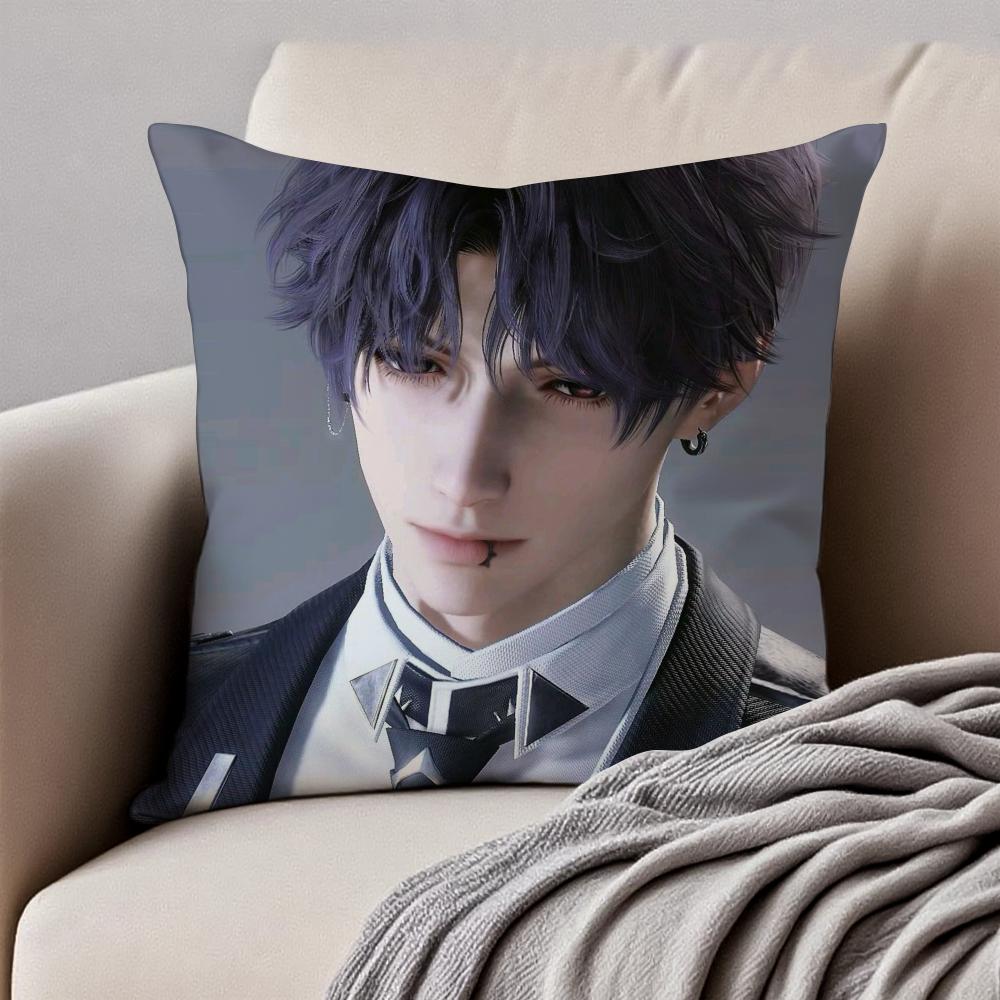 Hot Romantic Game LLove And Deepspace Cushion Cover Pillowcase Antidustmite Invisible Zipper Short Plush Sofa Cushion
