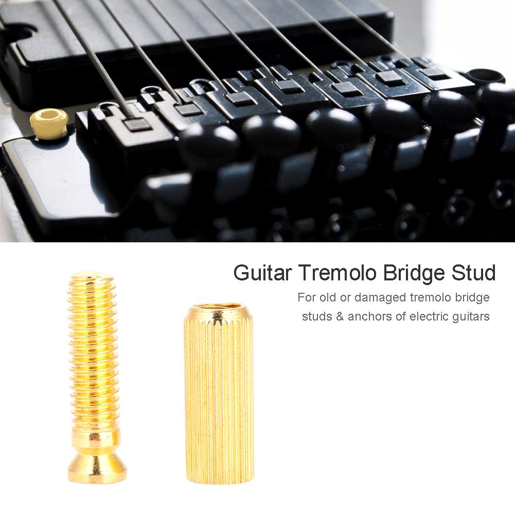 2 Pcs 8mm   Electric Guitar Tremolo Bridge Studs &  s for   (Gold)