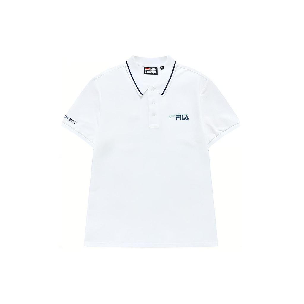 FILA Fusion Sports Leisure Knitted Short Sleeve Polo Shirt Men tops Standard-White T11M223101FWT