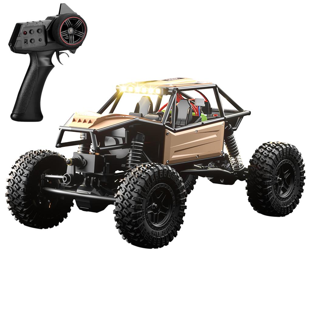 Remote Control Car, 2.4GHz 1:18 Scale 4WD Off Road Rock Crawler Vehicle, Rechargeable Electric Toy with LED Headlights