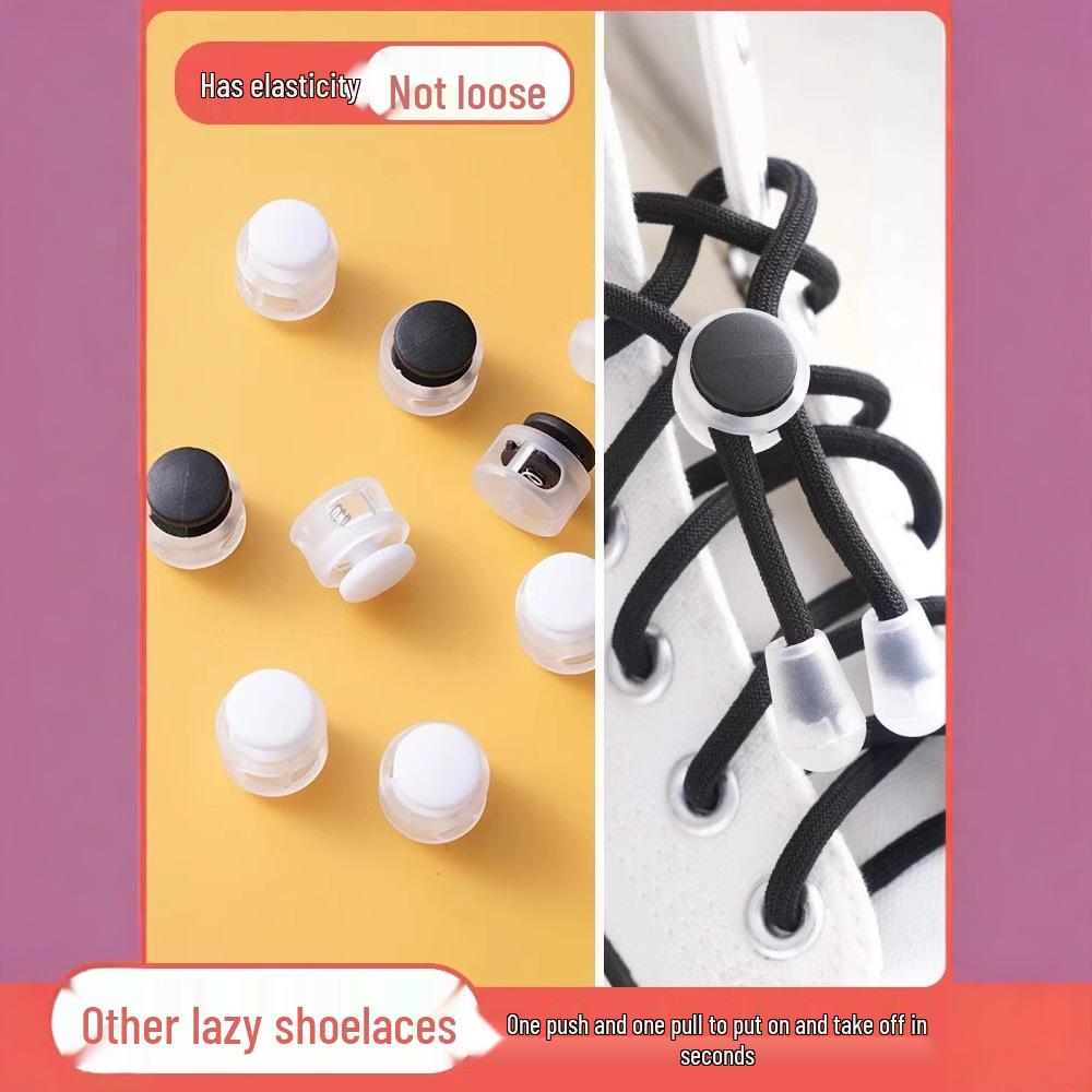 Children's Black & White No-Tie Elastic Shoelace Buckles