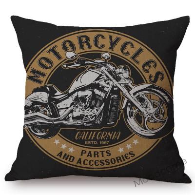 18" Vintage Motorcycle Club Poster Born To Ride Live To Ride Throw Pillow Case Us Funky Style Boy Husband Gift Cushion Cover