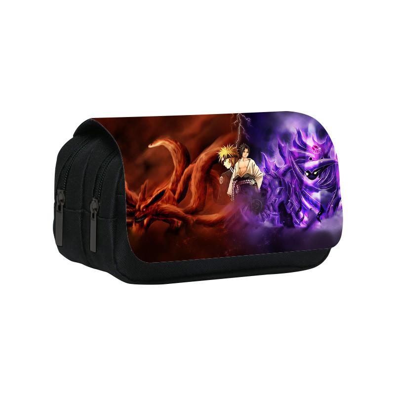 Naruto Shinobi Printed Twin Compartment Pen Pouch With Waterresistant Nylon For Students