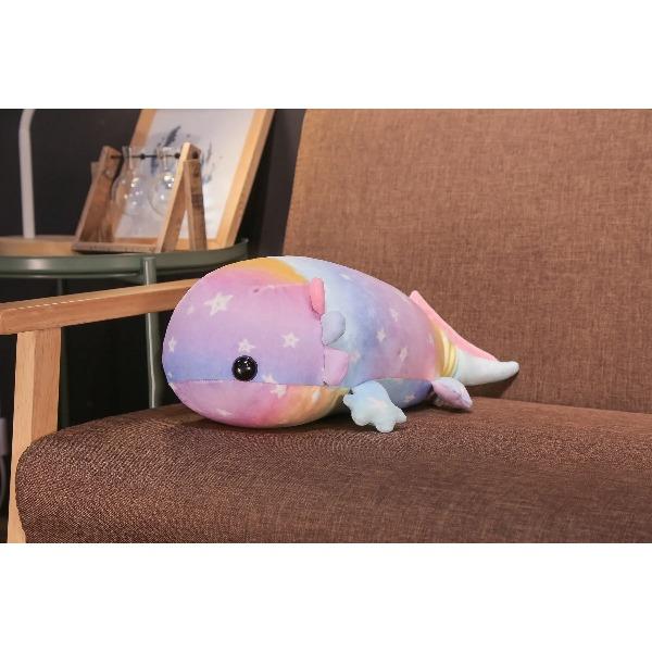 Rainbow Dinosaur Fish Plush Toys Colorful Giant Salamander Stuffed Doll Soft Animal Sleep Pillow Cute Gift 37cm