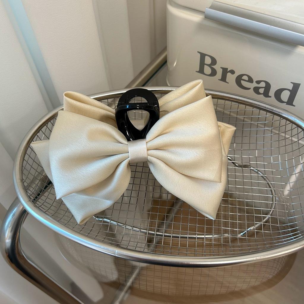 Large Double sided Bow Clasp Clip Korean Fashion Hair Crab  Satin  Hair Shark Clip Back Head Spoon Hair Clip