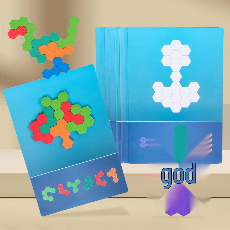 Wooden Honeycomb Jigsaw Puzzle: Interactive Educational Toy for Children