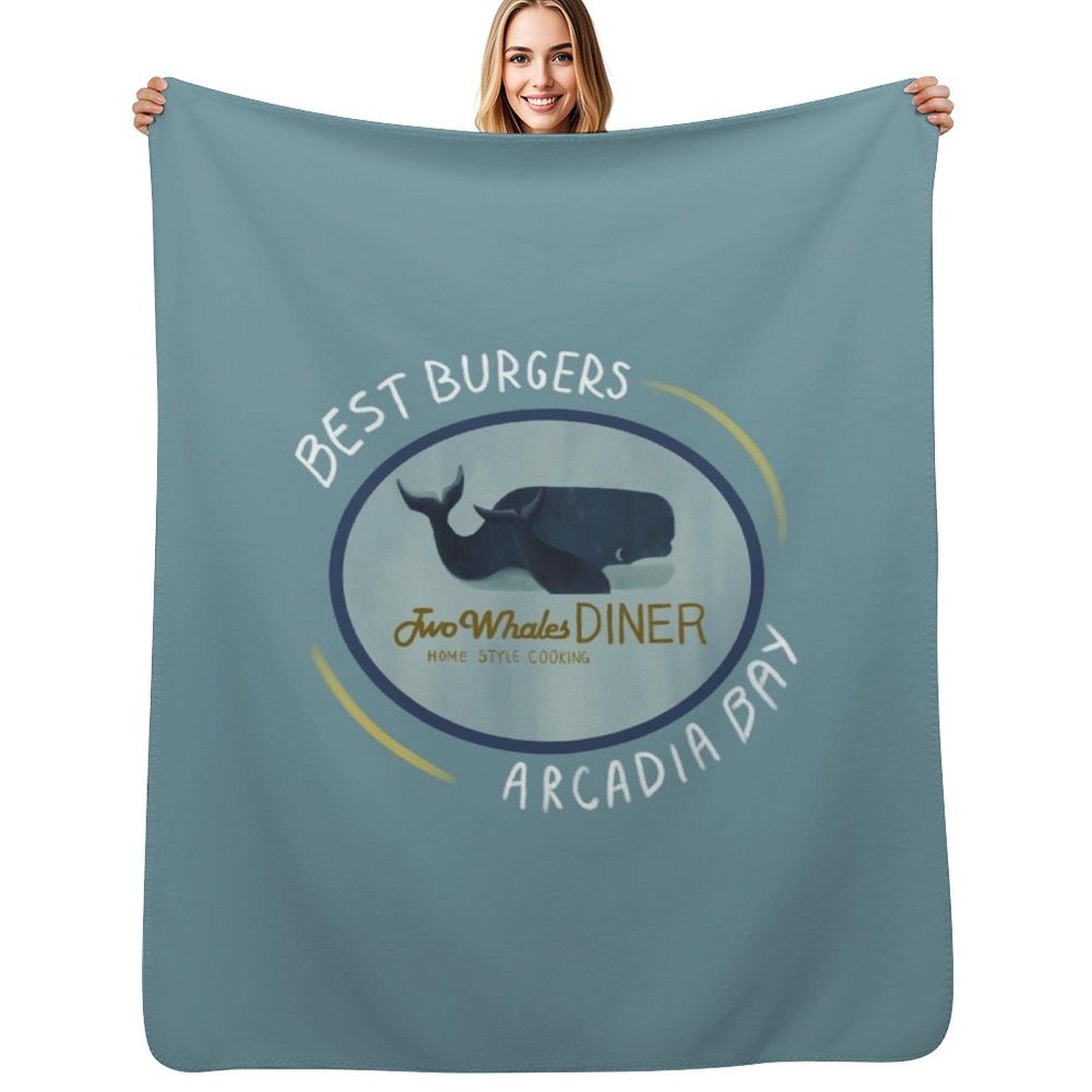 Two Whales Diner Tee (lighter) Throw Blanket Versatile Cozy Throw Blanket for All Occasions Size: 75*100cm, Weight: 230 GSM