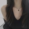 Black Zircon Irregular Square Necklace - Light Luxury Hip-Hop Style Clavicle Chain