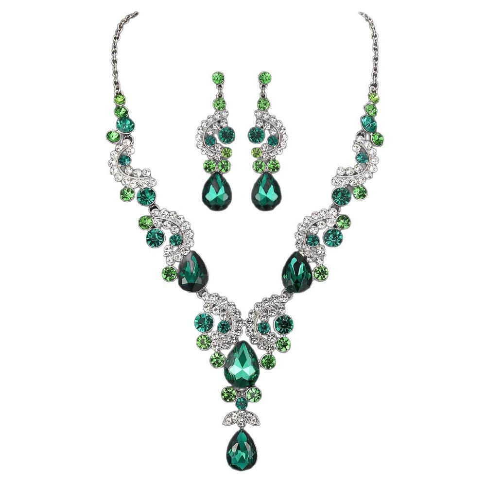 

Нарядные изысканные ювелирные наборы Блестящее колье-чокер Набор серег Подарки на День святого Валентина зелёный
